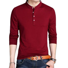 Men Long Sleeve T Shirts Half Stand Collar Pullovers Casual Tops Tide Slim Thin