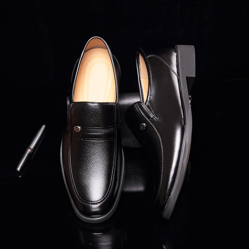 Men Formal Shoes Loafers Dress Breathable Slip on Black Driving Shoes