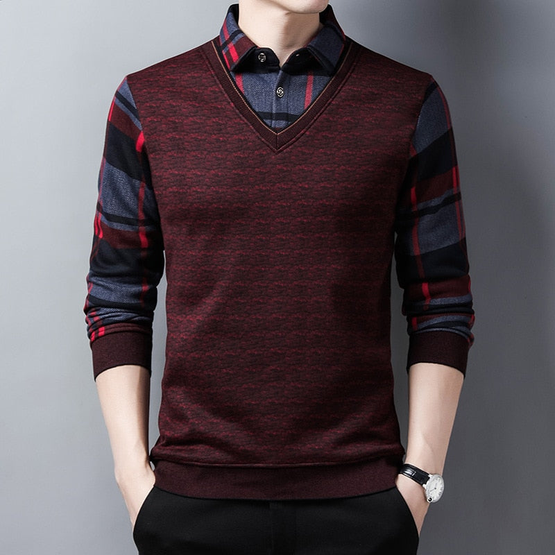 Men Sweater Fleece Thickened Knitted Warm Knitwear