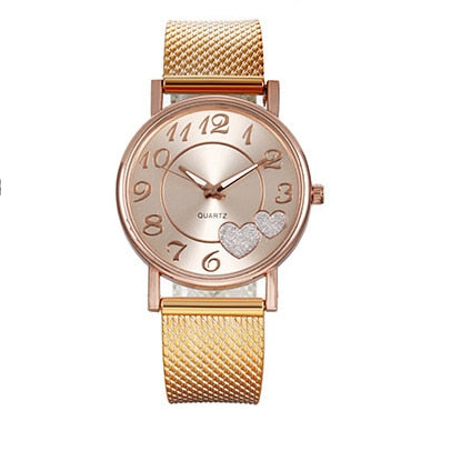 Rhinestone Rose Gold Watch Women Top Ladies Casual Quartz Watch