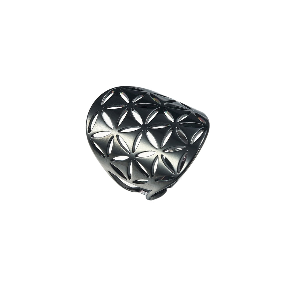 Geometric Flower of Life Ring Adjustable Stainless Steel Ring