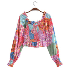 Rayon Cotton Bohemian Style Casual Women Elastic Tops