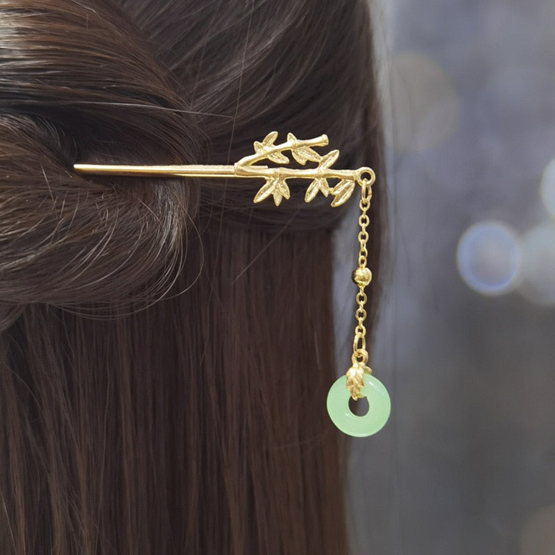 Chinese Style Hanfu Headpiece Women Flower Long Tassel Hairpin