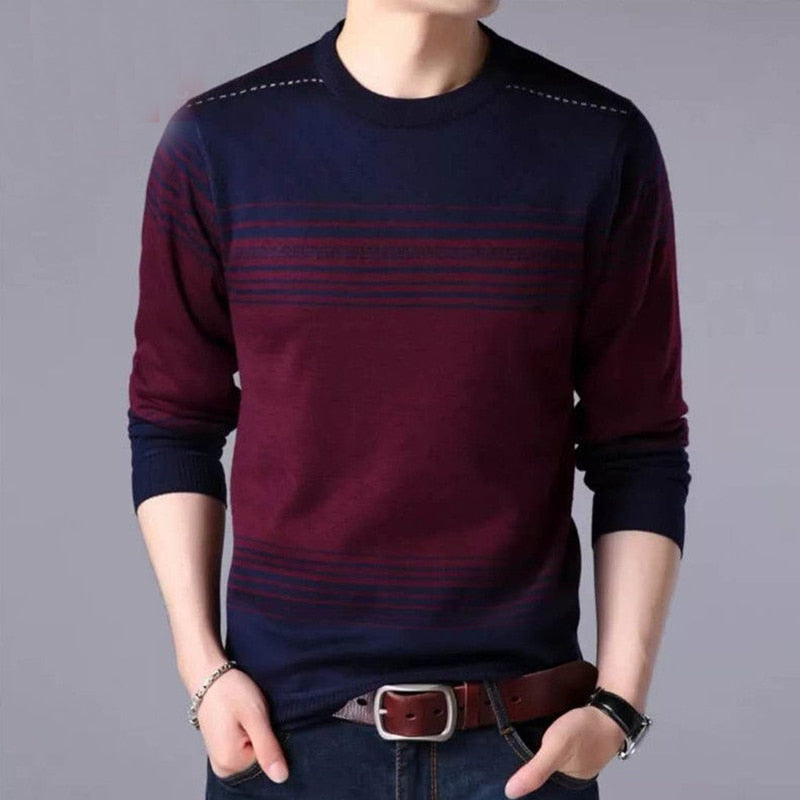 Autumn Winter Casual Loose Striped Sweaters Long Sleeve Pullover Keep Warm