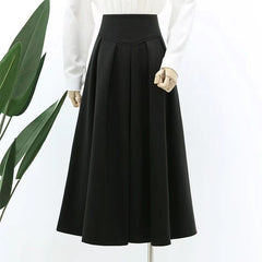 Woolen Long Skirt Women Winter Pleated Skirts