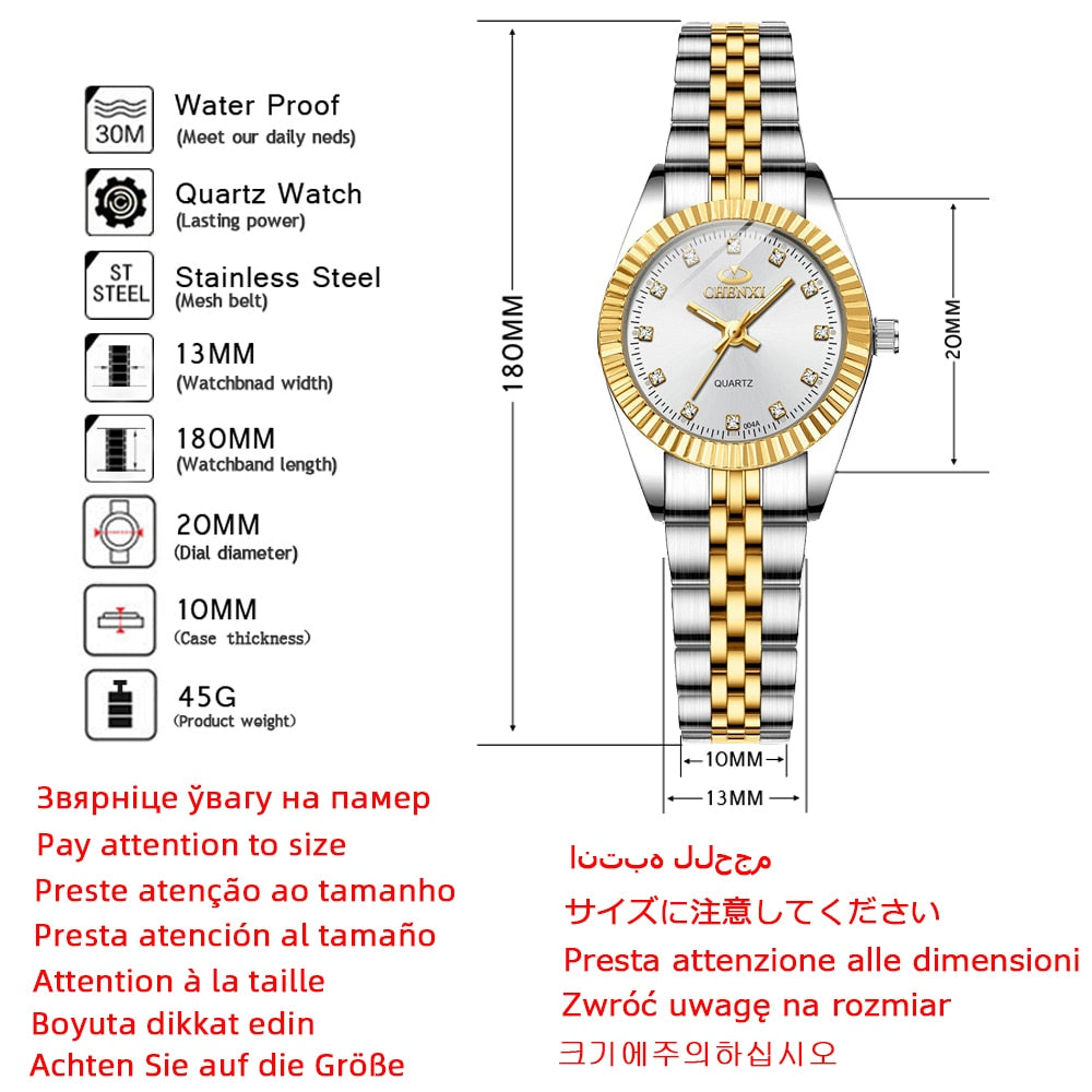 Silver Classic Quartz Female Elegant Clock Watches