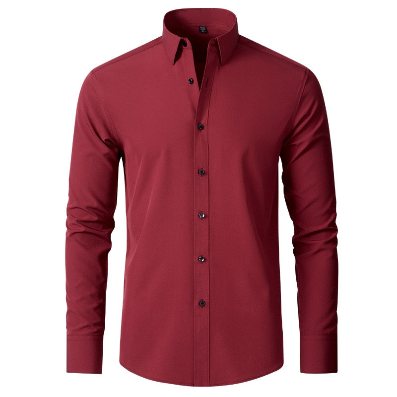 elastic force non-iron men long-sleeved business casual shirt