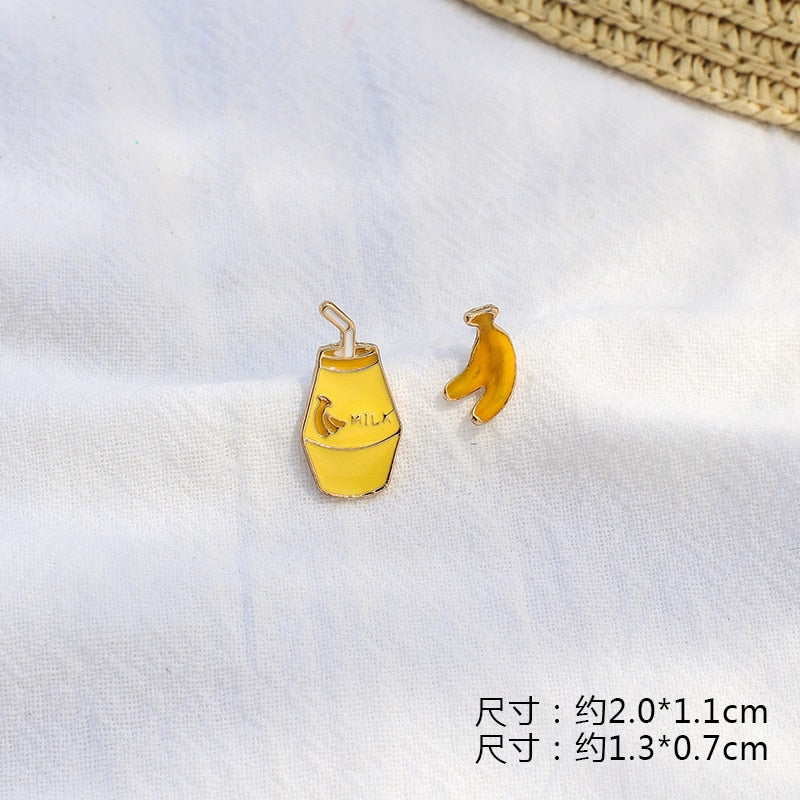 Yellow Lemon Earrings Design Peach Heart Love Sweet Girl Earrings