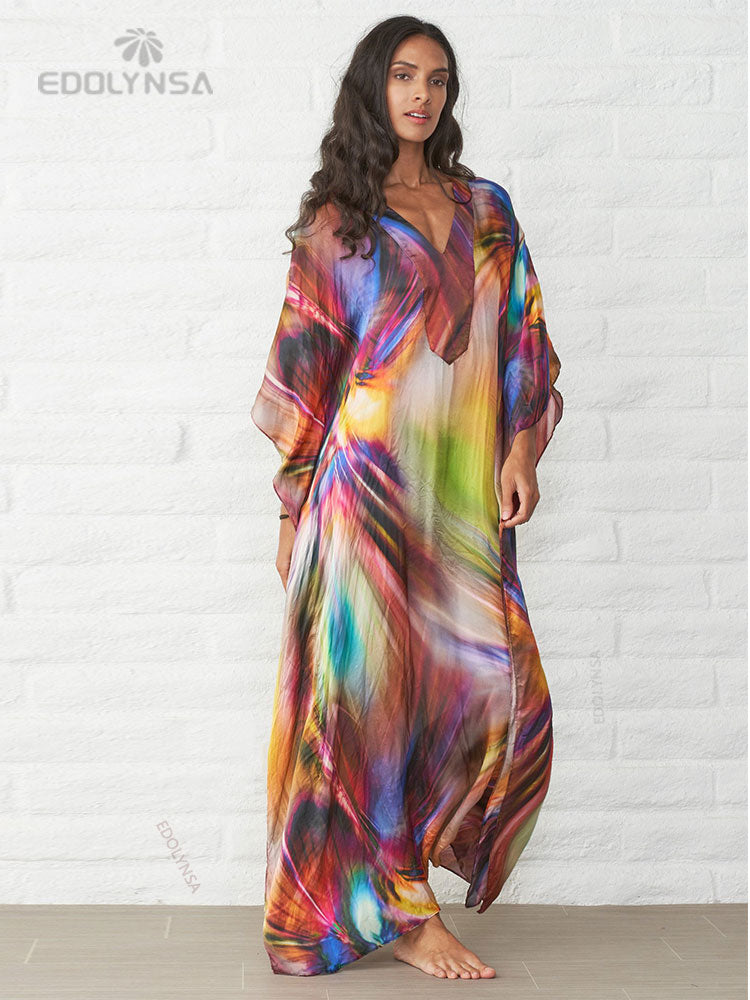 Boho Quick-drying Long Kaftan Bikini Cover-ups Retro