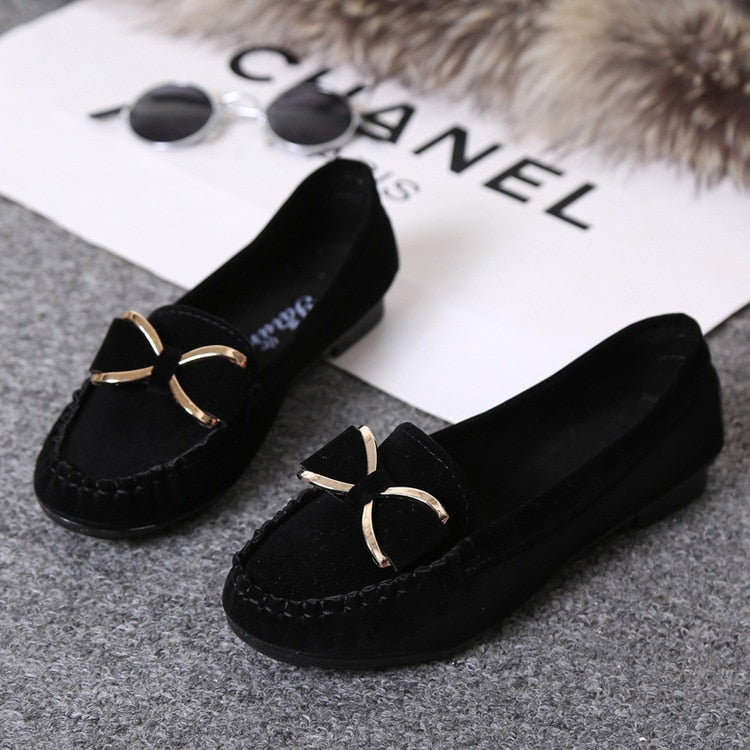 Casual Lofers Women Flat Shoes Ladies Elegant Butterfly-Knot Comfortable Shoes Women Soft Classic Office Shoes