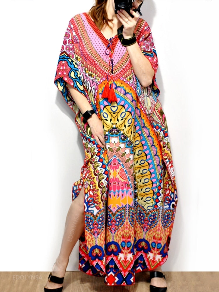 Moroccan Kaftan Bohemian Printed Summer Dress Long Tunic