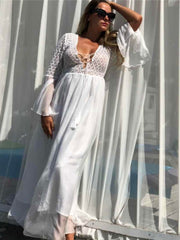 See Through Bikini Cover-up Long White Lace Tunic