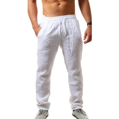 Men's Linen Pants Breathable Solid Color Linen Trousers Fitness Streetwear