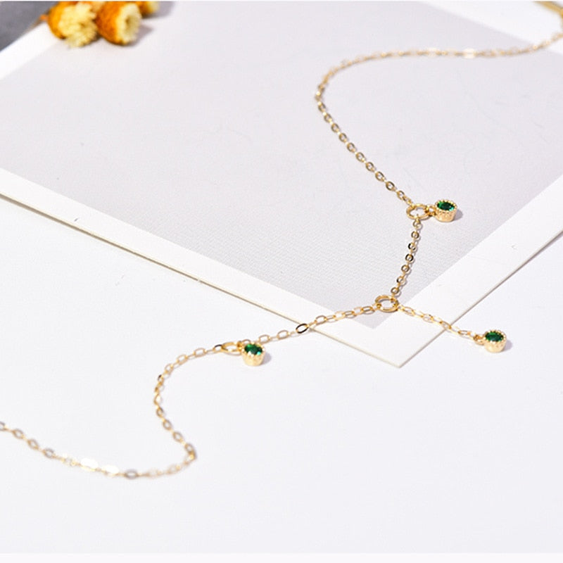 Simple Round Green Zircon Anklets