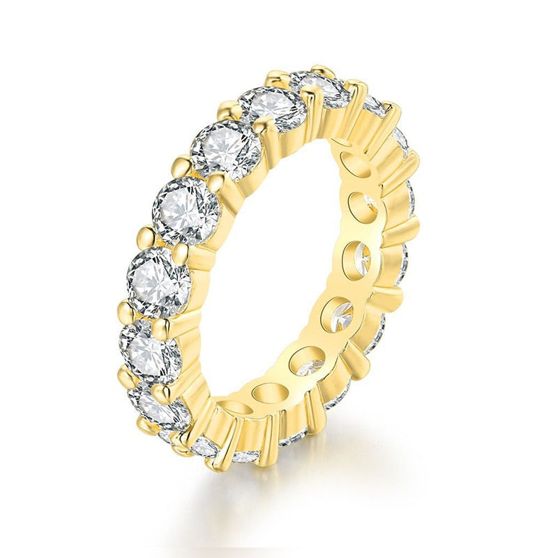 Handmade Eternity Promise Gold Color Crystal Ring