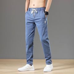 Men's Pants Classic Drawstring Elastic Waist Jogging Thin Casual Cargo Trousers