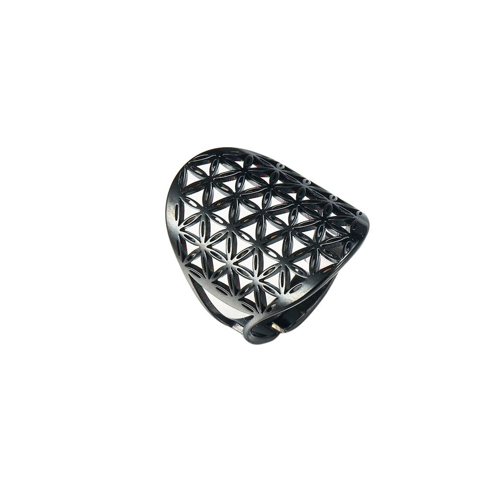 Geometric Flower of Life Ring Adjustable Stainless Steel Ring