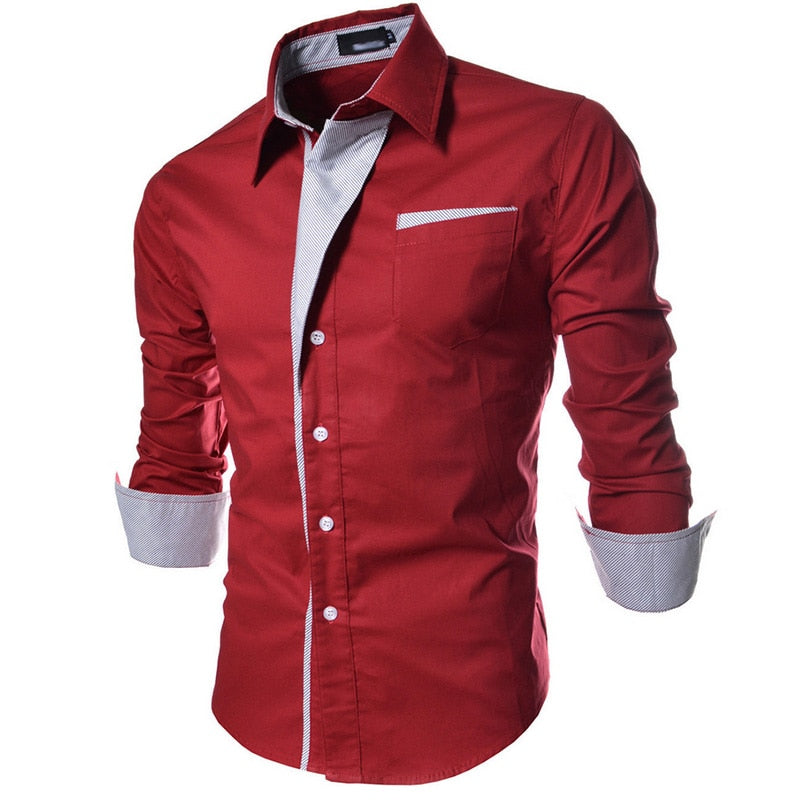 Mens Striped Shirts Long Sleeved Business Slim Fit Shirt Social Clothes