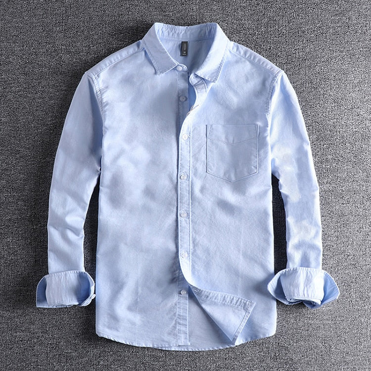 fabric basic simple pocket Long Sleeve Shirt Men's top