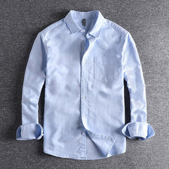 fabric basic simple pocket Long Sleeve Shirt Men's top