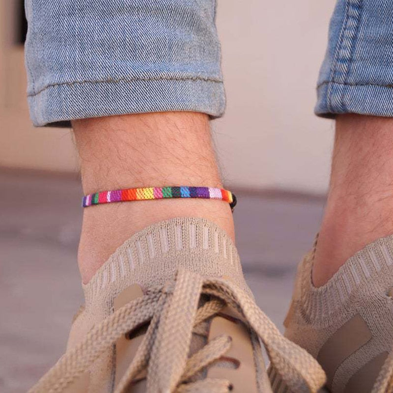 Anklets for Men And Women Braided Rainbow Foot