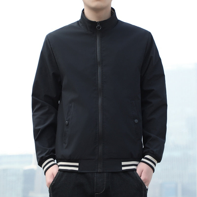 Jackets Mens Coats Streetwear Standard Collar Striped Slim Fit