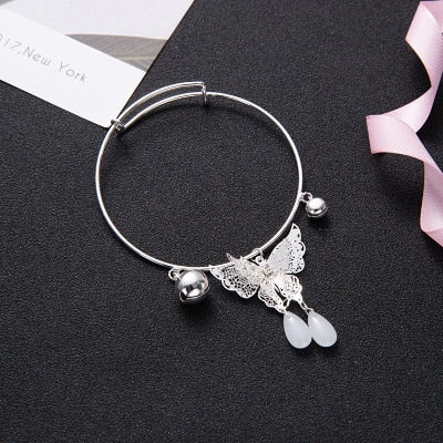 Bracelet Woman Bracelets Bells Bangles Round Vintage Silver