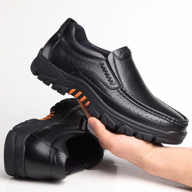 Men Winter Shoes Warm Plush Cow Casual Shoes Footwear Loafers