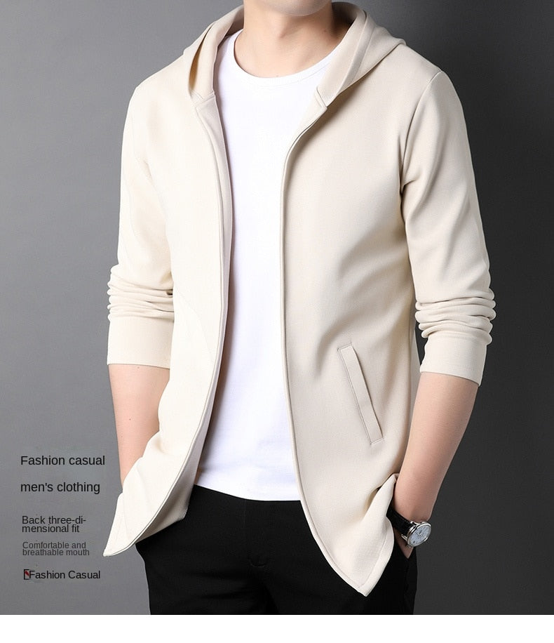 Stand Collar Zipper Jackets Men Hooded Coats