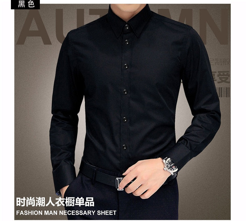 Men Shirts Dress Long Sleeve Shirt Silk Tuxedo Shirt