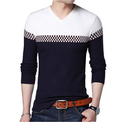 Men Sweater Business Leisure Sweater Pullover V-neck Fit Slim Sweaters Knitted