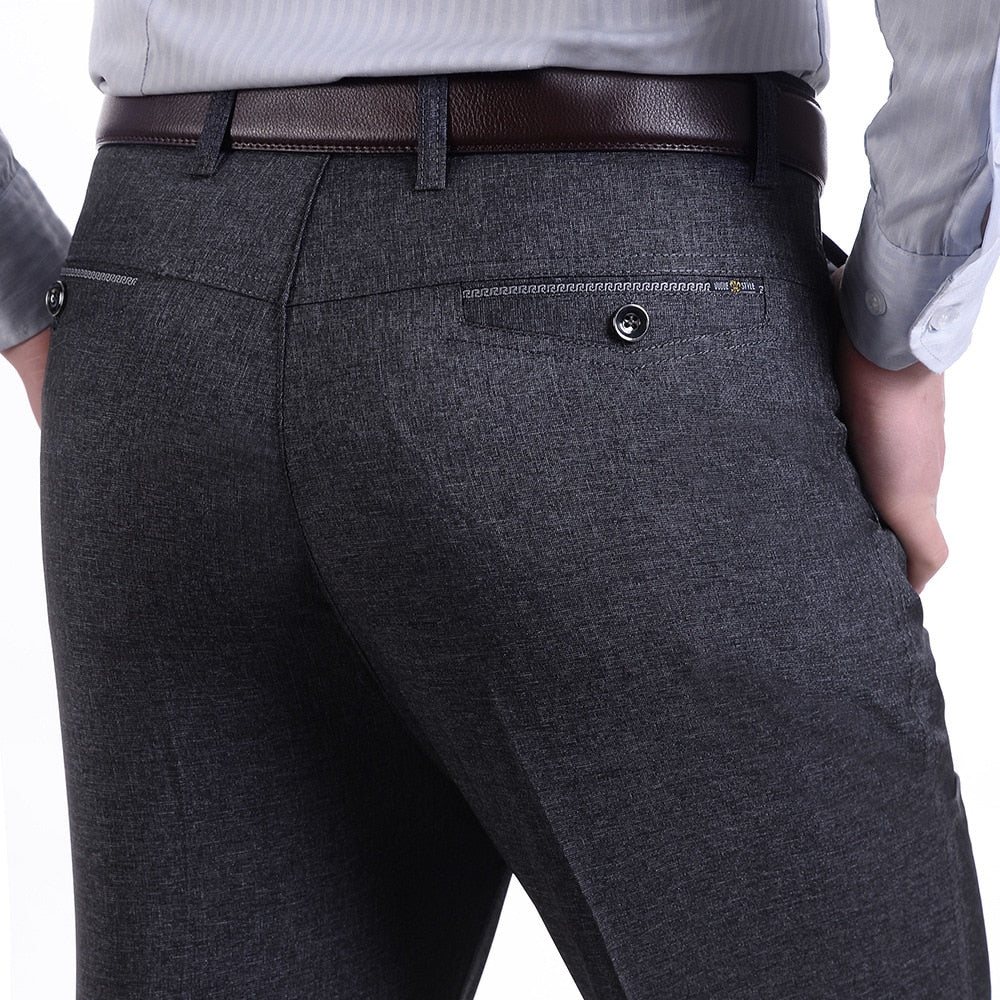 Middle-aged Men Trousers Casual Loose Thin Pants Straight High Waist Trouser Pant