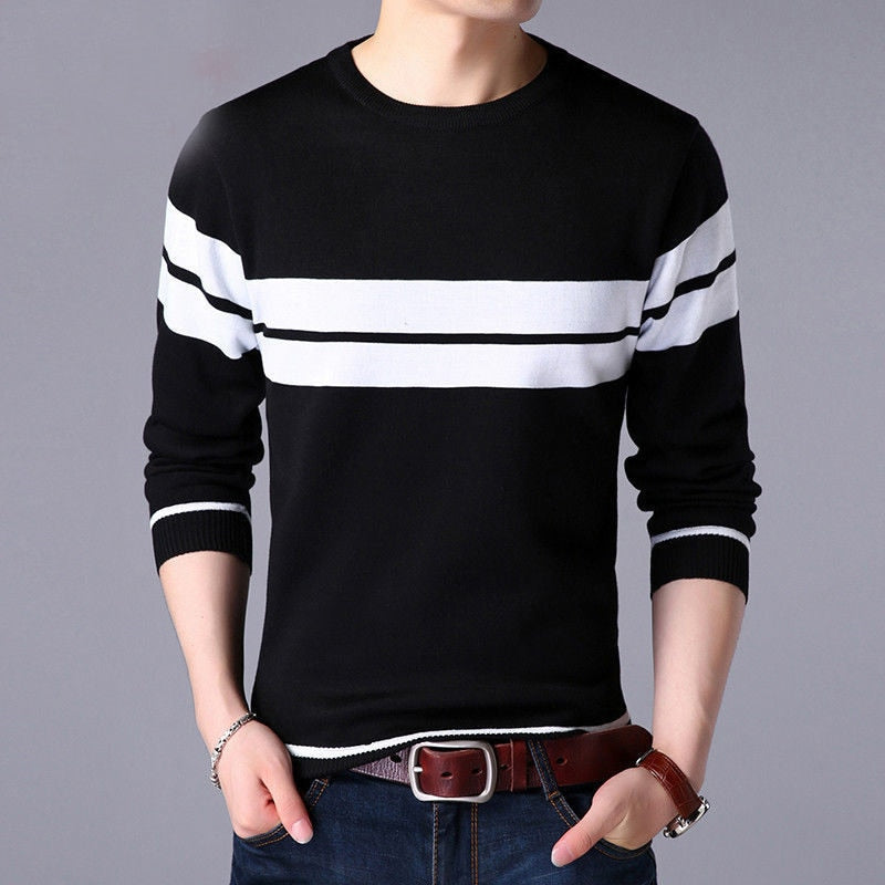 Autumn Winter Casual Loose Striped Sweaters Long Sleeve Pullover Keep Warm