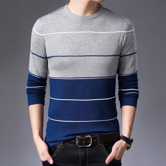 Men Sweater Knitted Pullover Classic Slim Bottoms Casual Fashion Sweaters