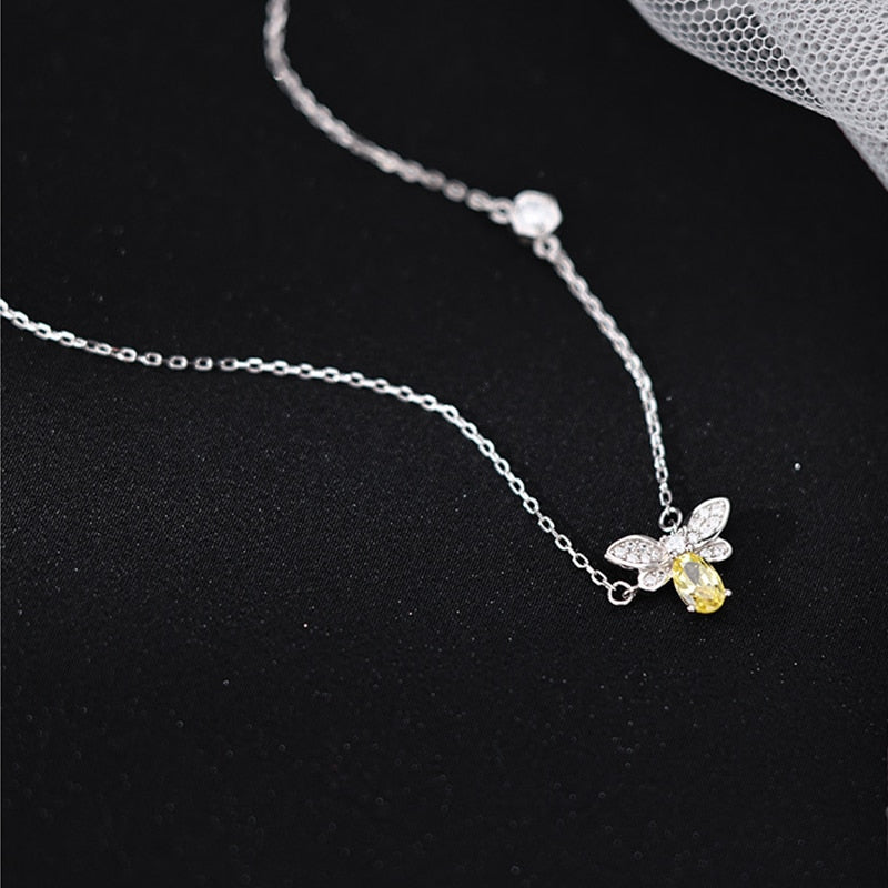 Bee Necklace Ladies Simple Clavicle Chain Shiny Zircon Necklace