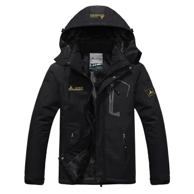 Men Windproof Jacket Winter Warm Fleece Lined Sports Coat with Hood