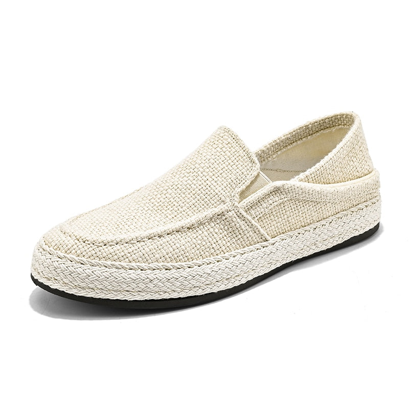 Loafers Men Breathable Casual Shoes Classic Linen Slip On Sneakers Shoes