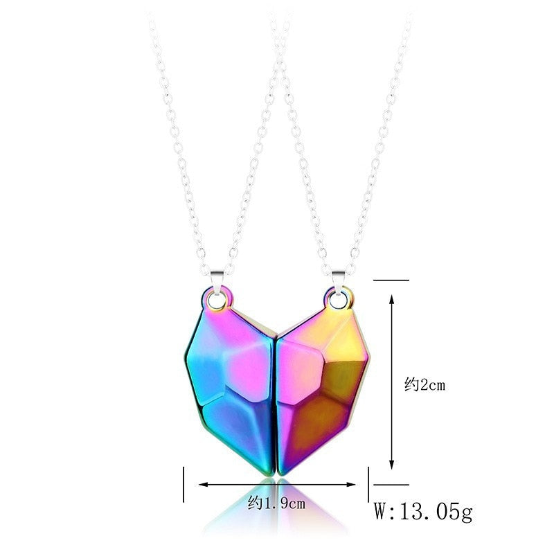 Fashion Magnetic Couple Lovers Gothic Punk Heart Pendant Necklace