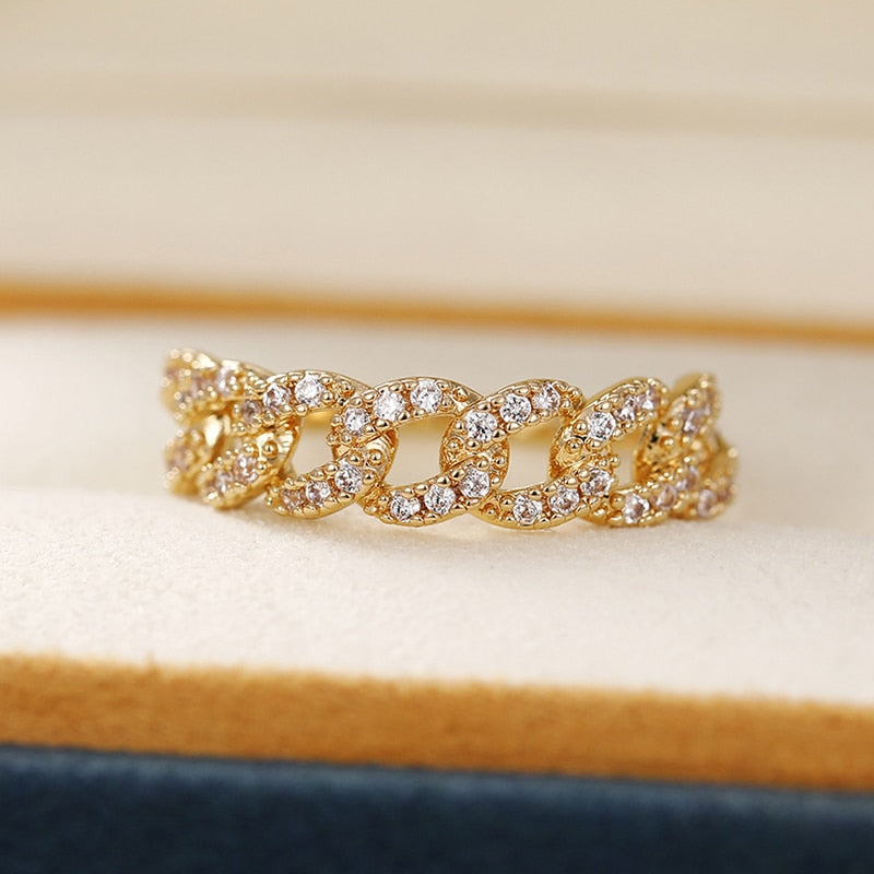 Handmade Eternity Promise Gold Color Crystal Ring