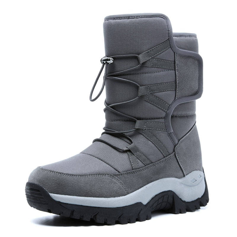 Warm Snow Boots Men Lace Up High Top Boots Waterproof Anti-Slip Ankle Boots