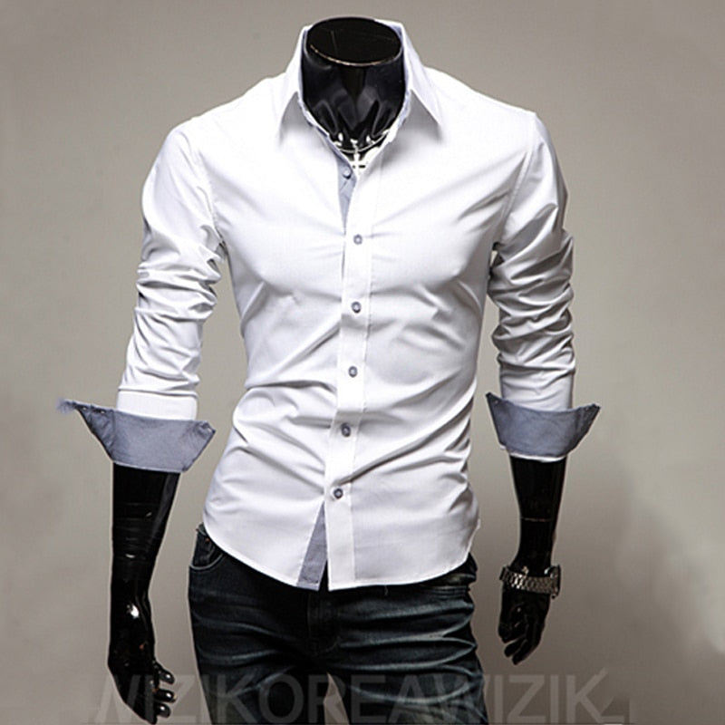 Slim Fit Mens Striped Shirts Long Sleeve Striped Shirts