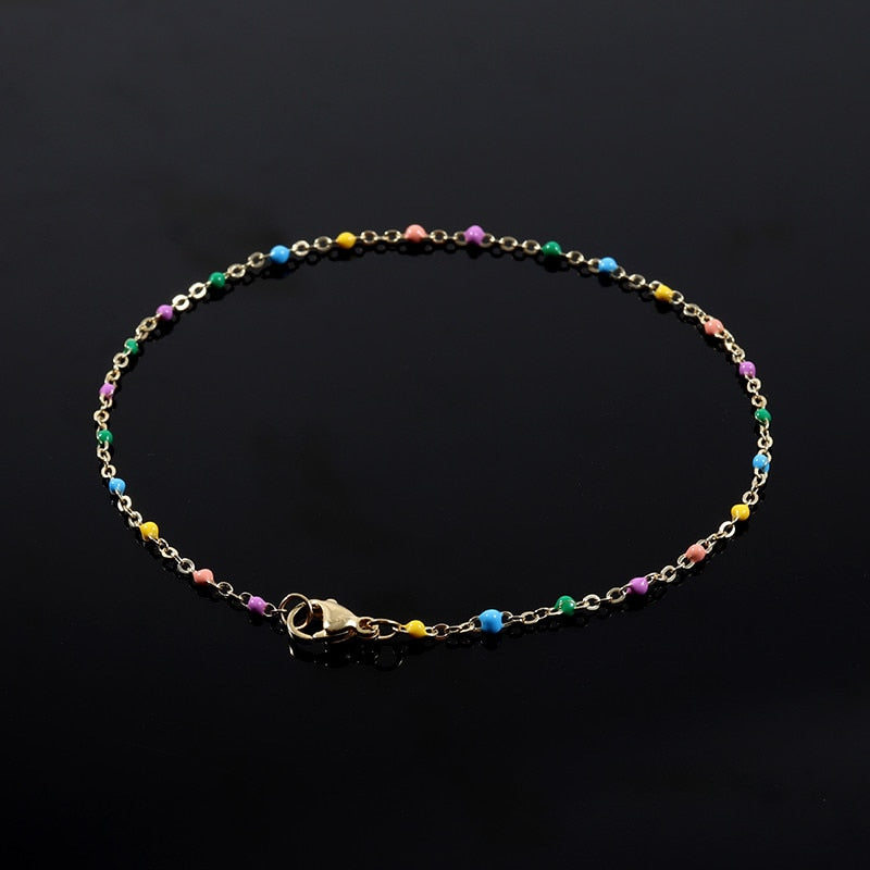 Classic Fashion Colorful Women Anklet Simple Stainless Steel