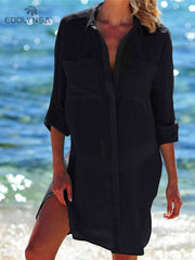 Beach Cover up  White Tunic Woman Bikini Cover-ups