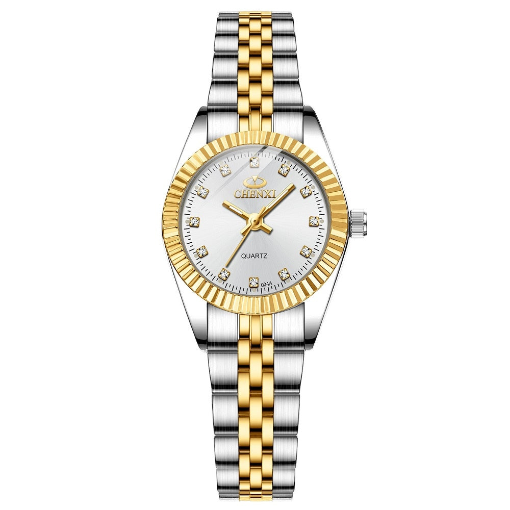 Ladies Gold Watch Women Golden Clock Female Women Dress Rhinestone Quartz