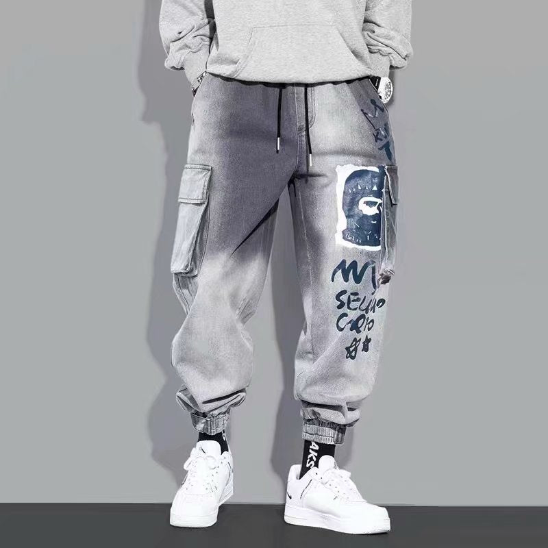 Hip Hop Pants Men's jeans Cargo Pants Elastic Harun pants Joggers Pants