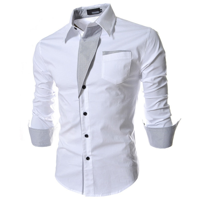 Mens Striped Shirts Long Sleeved Business Slim Fit Shirt Social Clothes