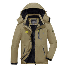 Men Windproof Jacket Winter Warm Fleece Lined Sports Coat with Hood