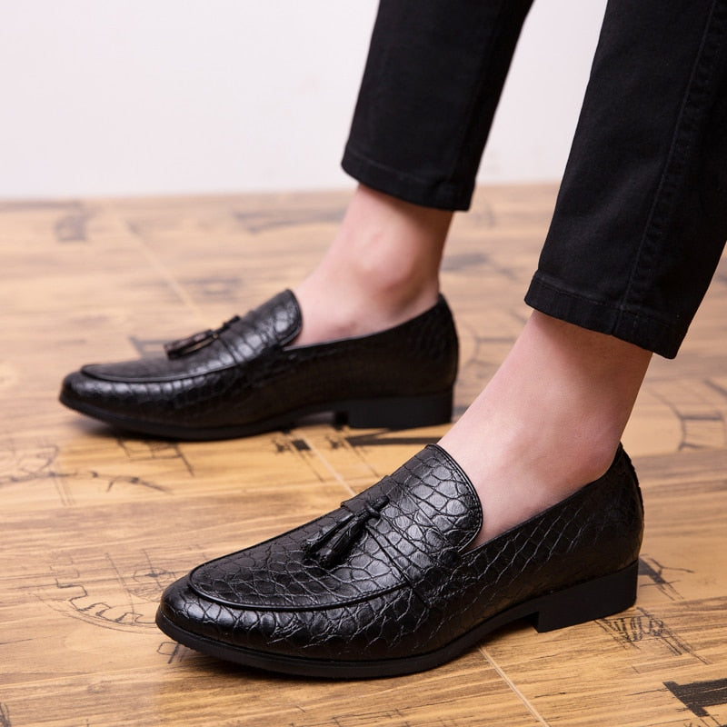 Tassel Pattern Shoes Slip-on Casual Loafers Men's Business Formal Shoes