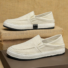 Loafers Men Breathable Casual Shoes Classic Linen Slip On Sneakers Shoes