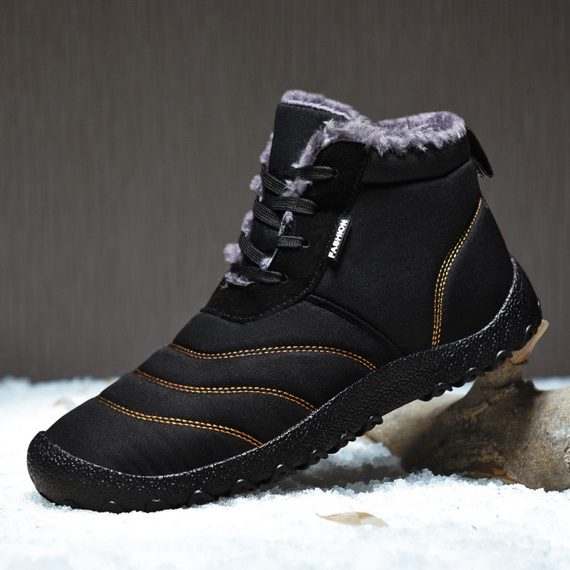 Winter Waterproof Men Snow Casual Shoes Plush Outdoor Warm Fur